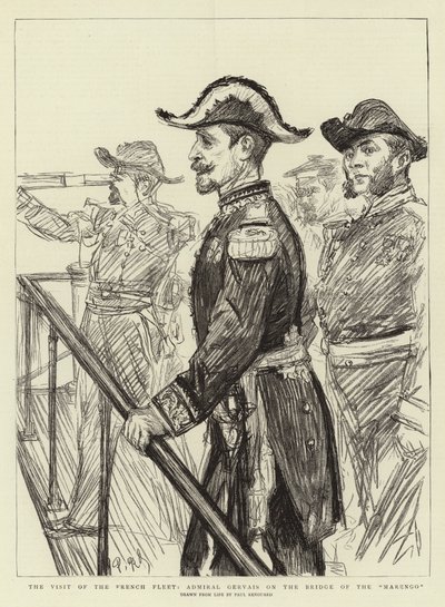 The Visit of the French Fleet, Admiral Gervais on the Bridge of the Marengo by Charles Paul Renouard